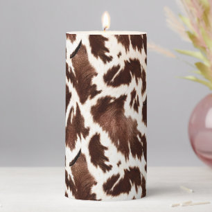 cow cow faux rawhide Country Western Pillar Candle