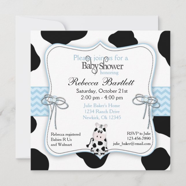 Cow Cowboy Baby Shower Invitation (Front)