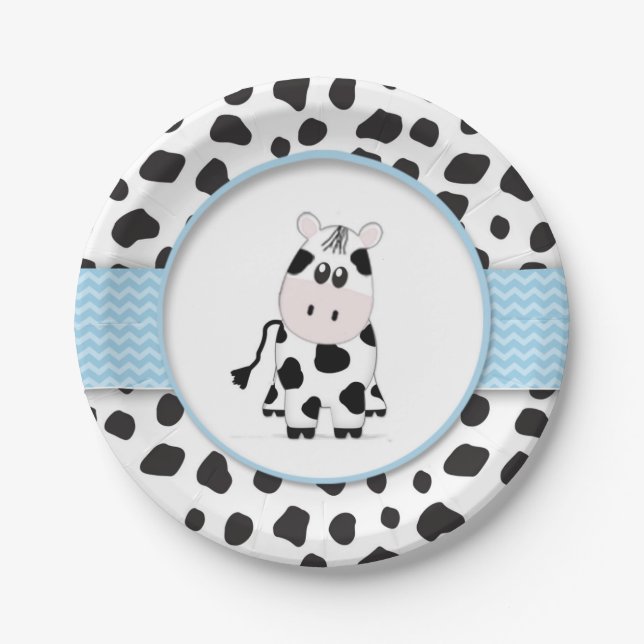 Cow Cowboy Baby Shower Plate (Front)