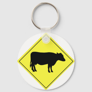 Cow Crossing Sign Keychain
