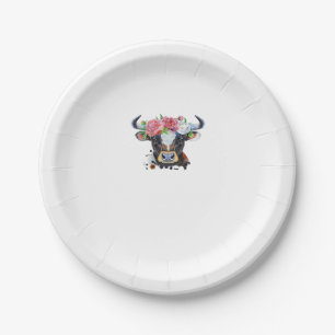 Cow crowned with flowers Classic T-Shirt Paper Plates