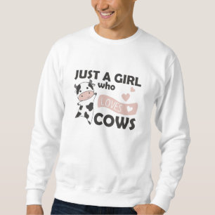 Cow Cute Animals For Girls Funny Calf Heart Love Sweatshirt