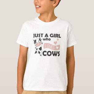 Cow Cute Animals For Girls Funny Calf Heart Love T-Shirt