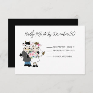 Cow Cute Couple Wedding RSVP Response Card