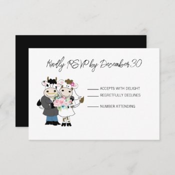 Cow Cute Couple Wedding Rsvp Response Card by allpetscherished at Zazzle