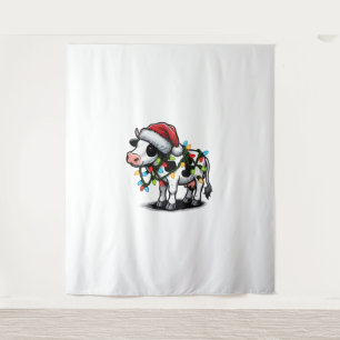 Cow Cute Funny Santa Christmas Tapestry