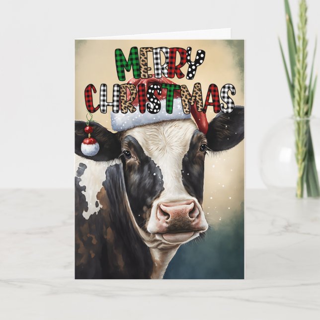 Cow Cutest Christmas Holiday  Card (Front)