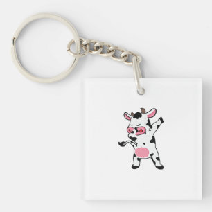 Cow Dabbing Farmer Dab Dance Keychain