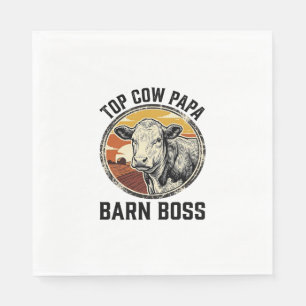 Cow Dad Shirt Vintage Engraved Farm Father Graphic Napkins