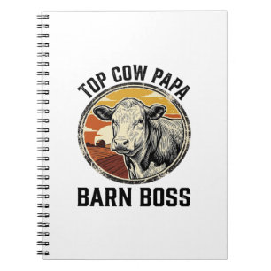 Cow Dad Shirt Vintage Engraved Farm Father Graphic Notebook