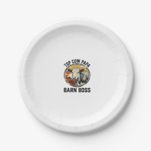 Cow Dad Shirt Vintage Engraved Farm Father Graphic Paper Plates