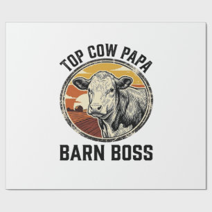 Cow Dad Shirt Vintage Engraved Farm Father Graphic Wrapping Paper