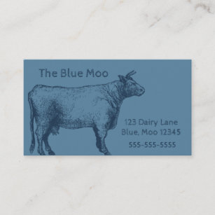 Cow Dairy Cattle Retro Blue Bull Cows Beef Business Card