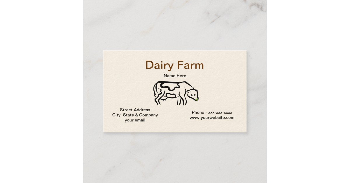 Cow Dairy Farm Business Card Zazzle