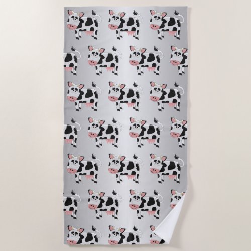 Cow Design Grey Coloured Beach Towel