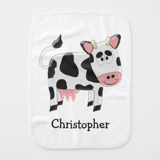 Cow Design Personalised Burp Cloth