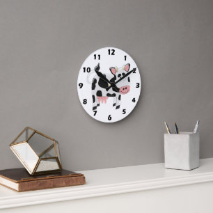 Cow Design Round Clock