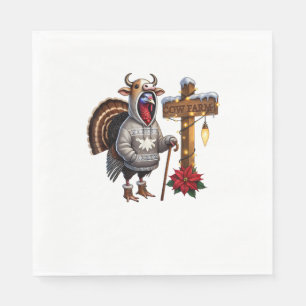 Cow Disguised Turkey Funny Thanksgiving Tee Cute T Napkins