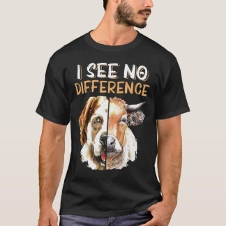 Cow Dog Face I See No Difference Vegan Vegetarian T-Shirt
