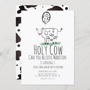 Cow Doodle Farm Animal Birthday Party Invitation