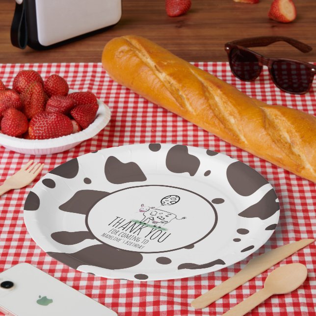 Cow Doodle Farm Animal Birthday Party  Thank You  Paper Plates (Picnic)