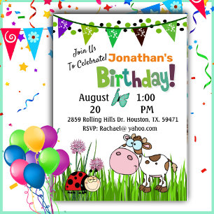 Cow Down On The Farm Birthday Invitation