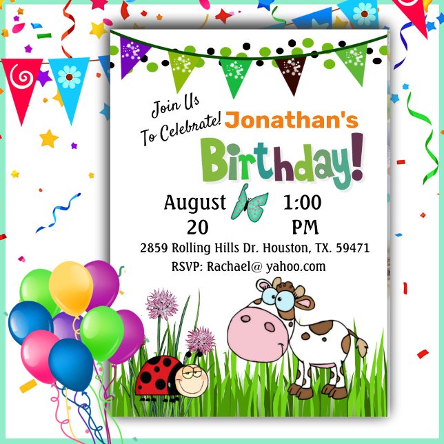 Cow Down On The Farm Birthday Invitation (Creator Uploaded)