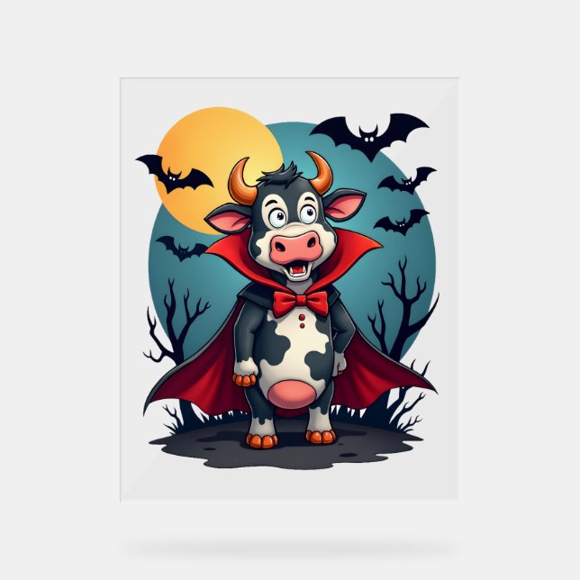 Cow Dracula Rises Acrylic Sign (Front)