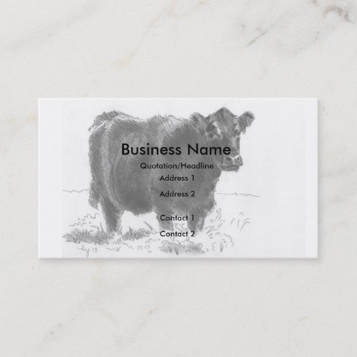 Customizable Cow Drawing Business Cards
