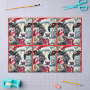 Cow Dreaming of Warmer Times Floral Decoupage Tissue Paper