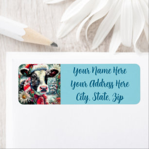 Cow Dreaming of Warmer Times Floral Personalized Label