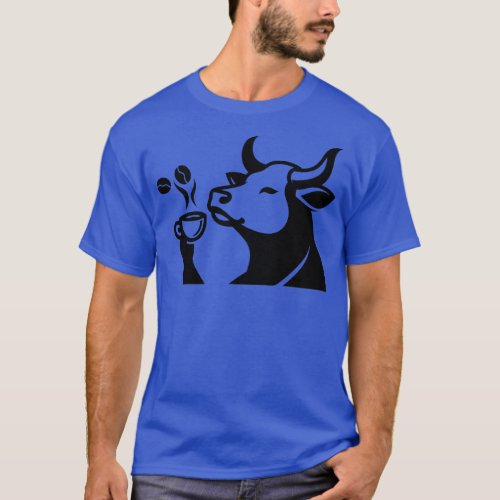 Cow Drinking Coffee T_Shirt