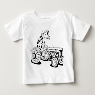 Cow driving a tractor baby T-Shirt