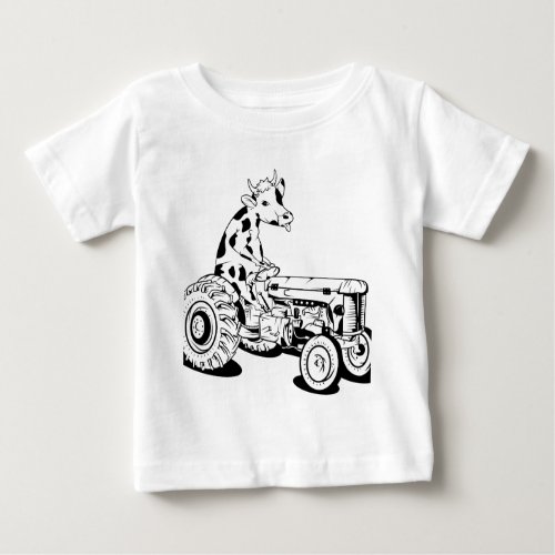 Cow driving a tractor baby T_Shirt
