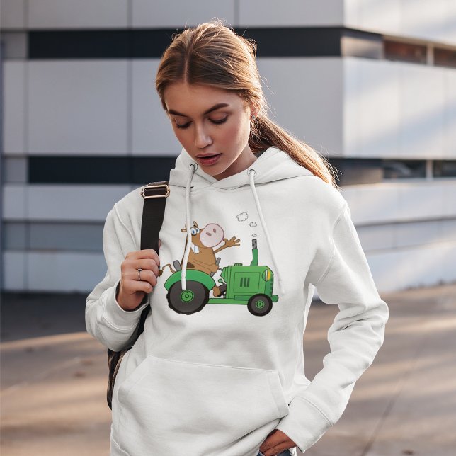 Cow Driving A Tractor Hoodie (Creator Uploaded)