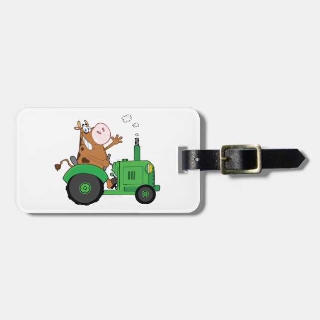 Cow Driving A Tractor Luggage Tag (Front Horizontal)