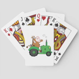 Cow Driving A Tractor Poker Cards