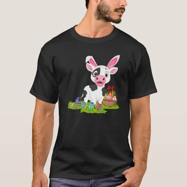 Cow Easter Egg Hunting Bunny Cow Easter Sunday  T-Shirt (Front)