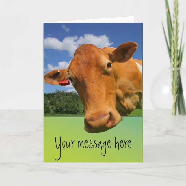 Cow face customizable greeting card (Front)