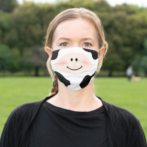 Cow Face Fun Funny Cute Cartoon Adult Cloth Face Mask