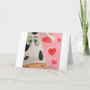 Cow face hearts cute Valentines picture Holiday Card
