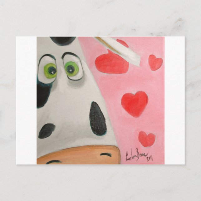 Cow face hearts cute Valentines picture Holiday Postcard (Front)