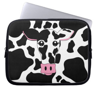 Cow Face with Cow Print Laptop Sleeve