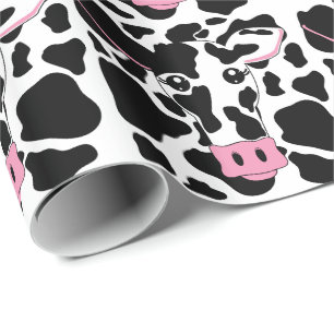 Cow Face with Cow Print Wrapping Paper