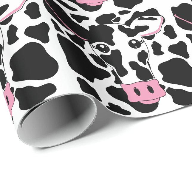 Cow Face with Cow Print Wrapping Paper (Roll Corner)
