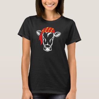 Cow Face With Red Bandana Pirate Scarf T-Shirt