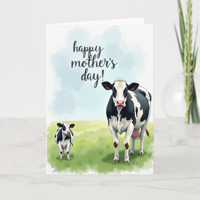 Cow Family Mothers Day Art Card (Front)