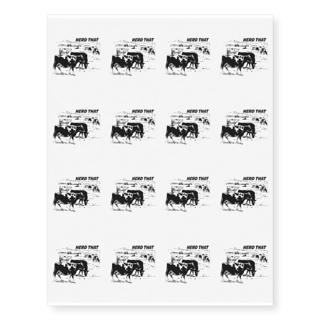 Cow Farm Animal Cow Lovers Temporary Tattoos (Front)