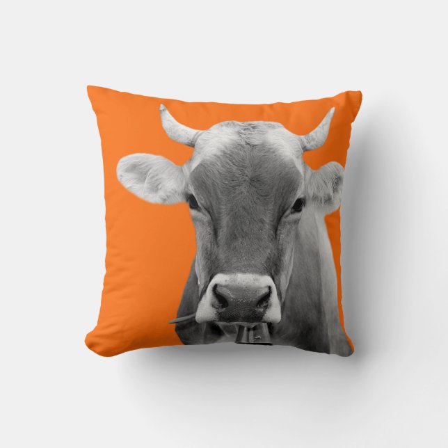 Cow farm animal livestock bovine cattle photo throw pillow (Front)