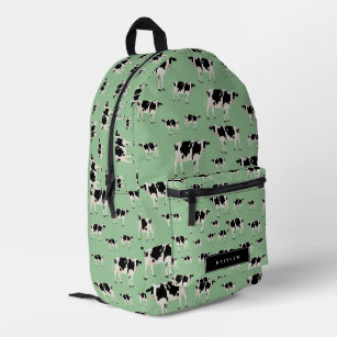 Cow Farm Animal Pattern Custom Name School Printed Backpack